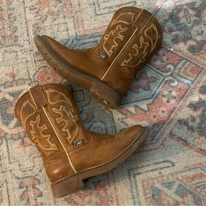 Justin Children's Rush Junior Saddle Cowhide Tan Cowboy Boots